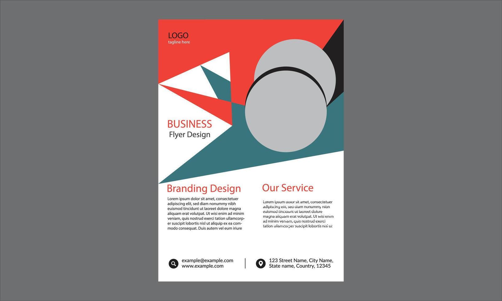 This flyer design has a bold, modern, and dynamic look with a combination of sharp geometric shapes and strong color contrasts. vector