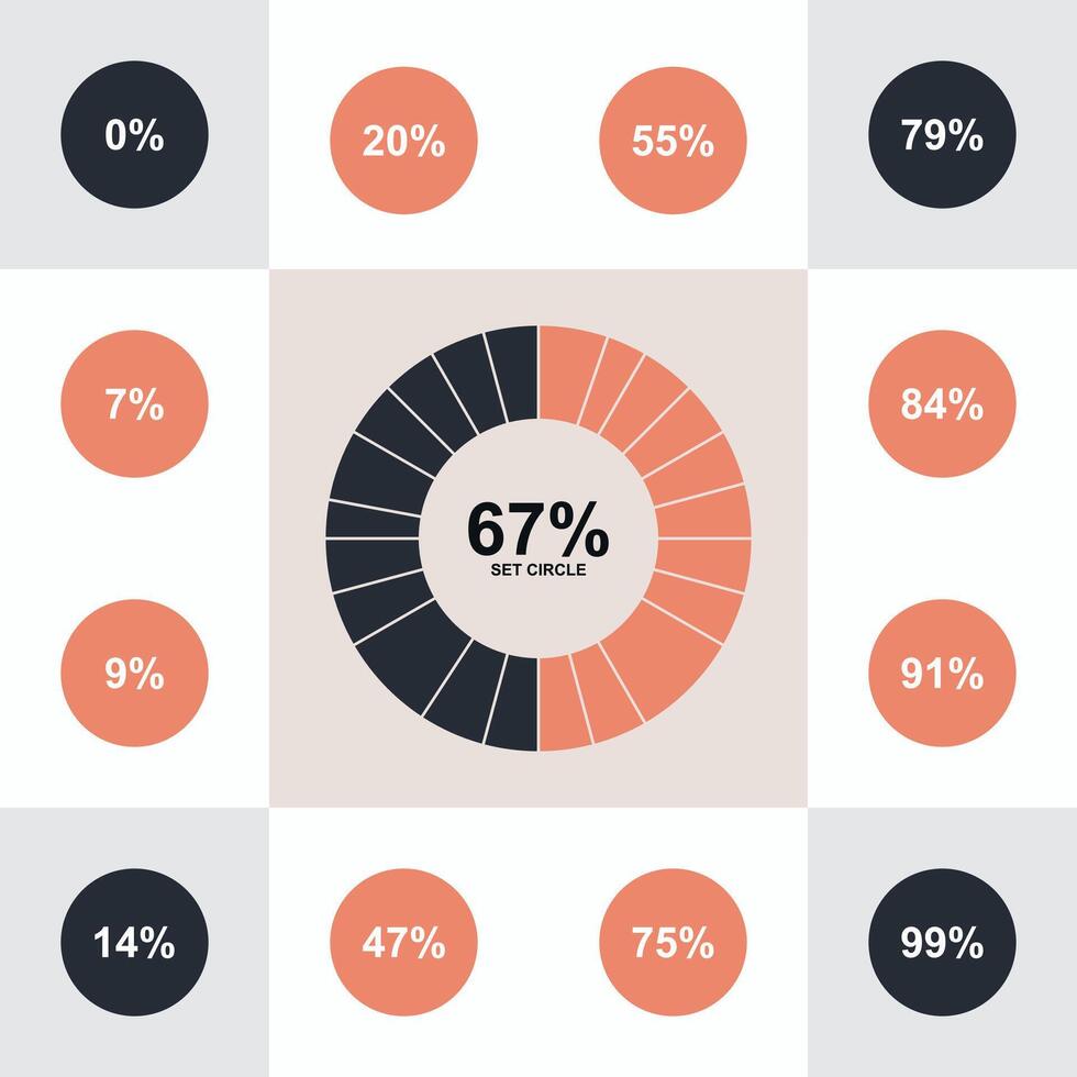 13 set circle percentage diagrams for the infographic. vector