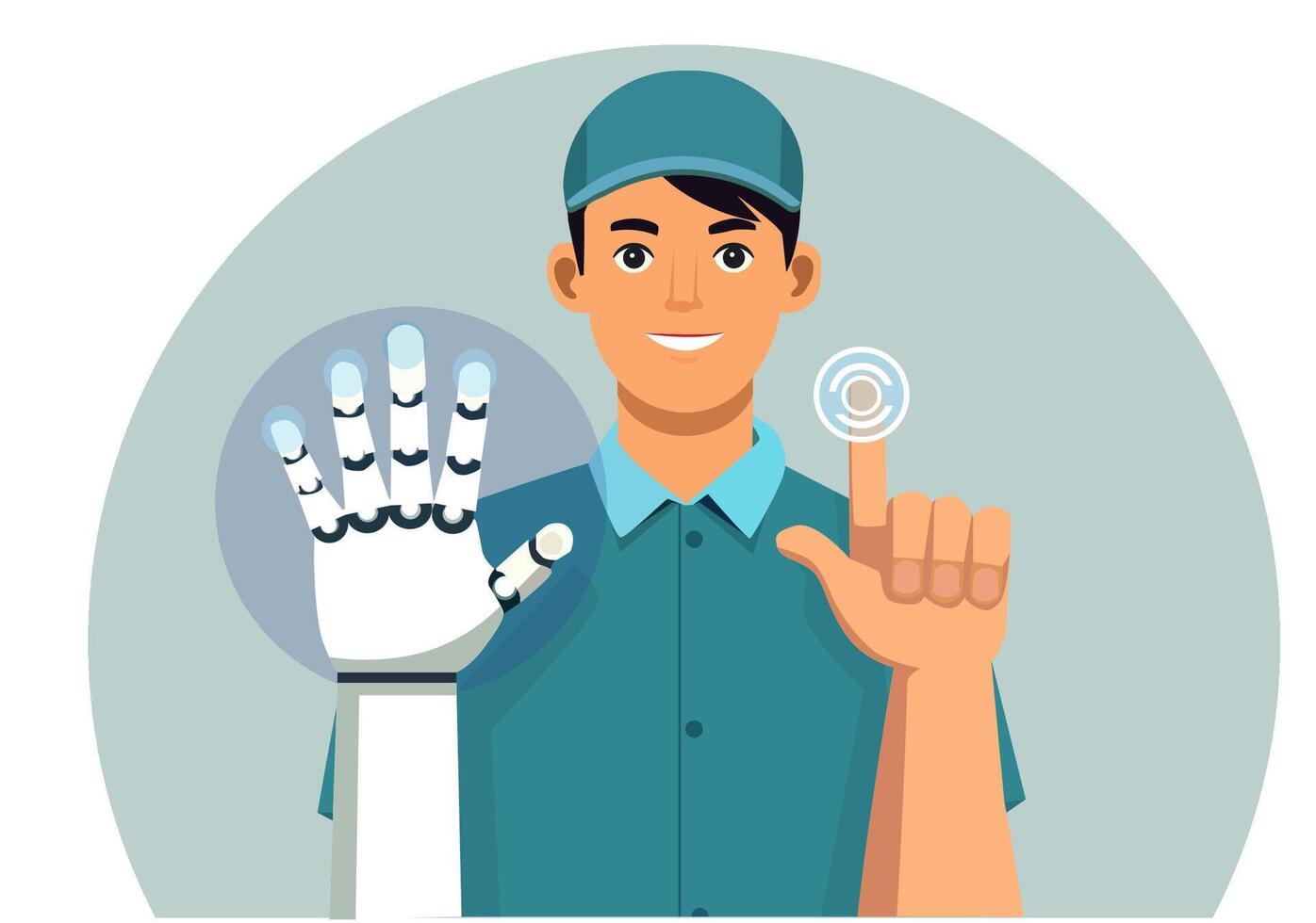 AI-Enhanced Delivery Human Robot Synergy vector