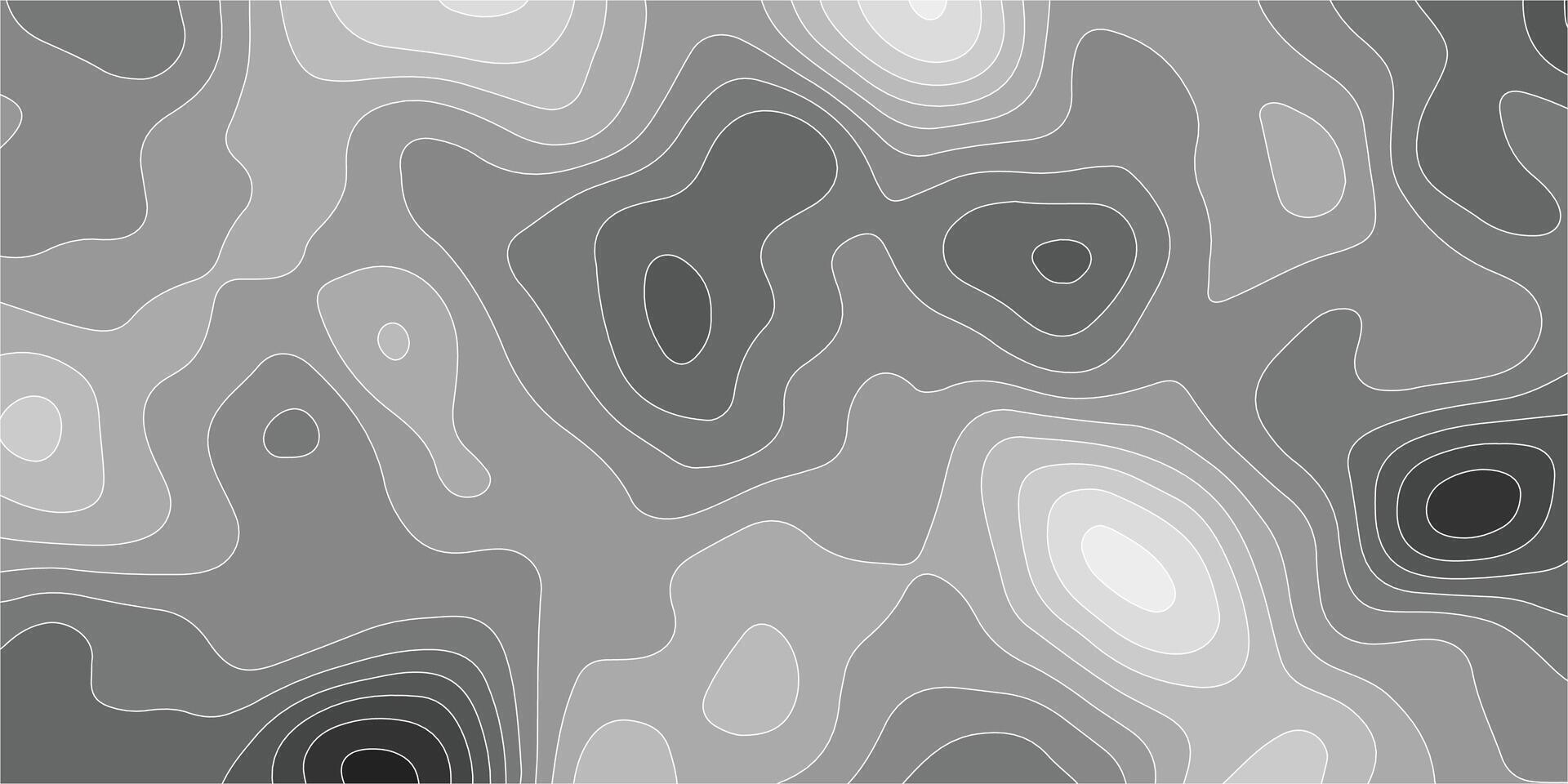Grayscale Topographic Map Background. Abstract Contour Line Pattern Design vector