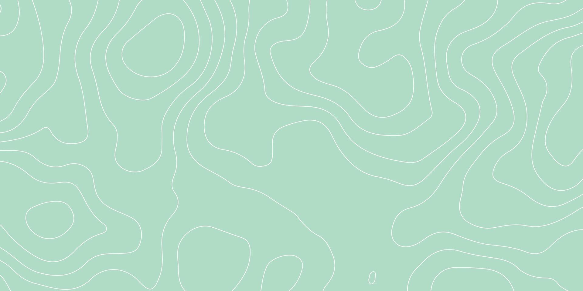Abstract Topographic Map Background. Minimalist Contour Line Pattern in Soft Pastel Green vector
