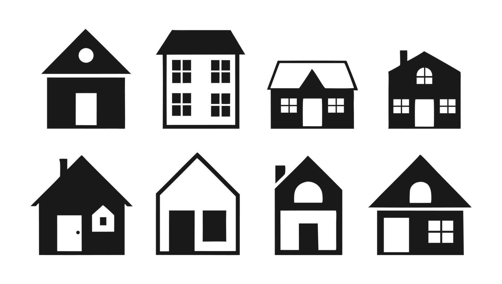 Set of Houses Icons or symbols fully editable file vector
