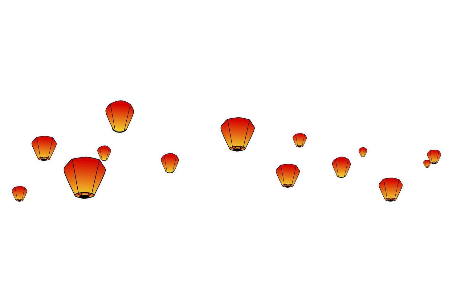 flowing flying sky lantern vector