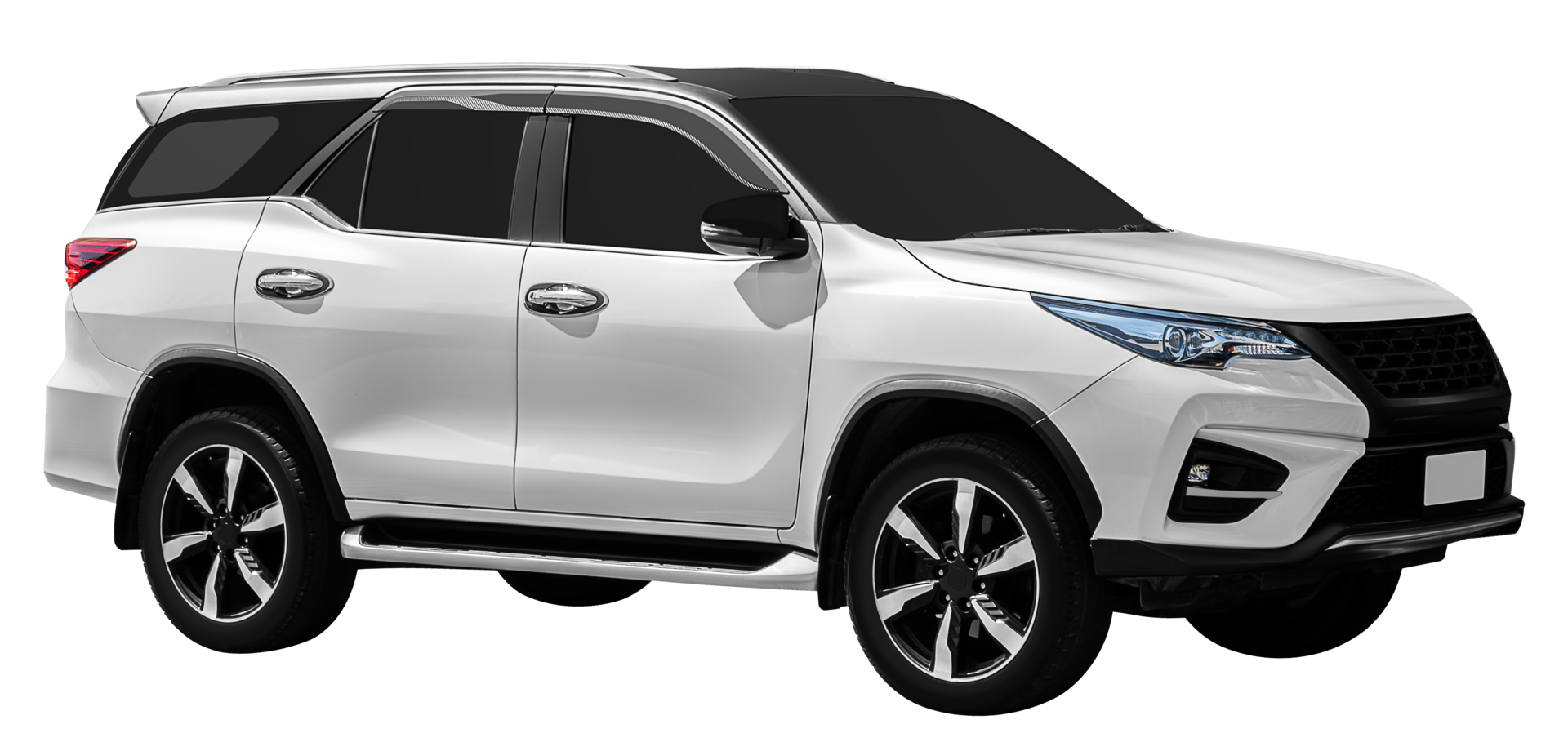 Side view white SUV car. png