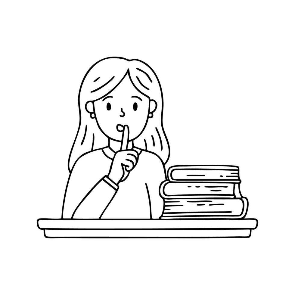 A librarian shushing students for making too much noise vector