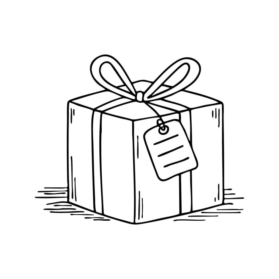 A handwritten note is slipped into a gift box vector