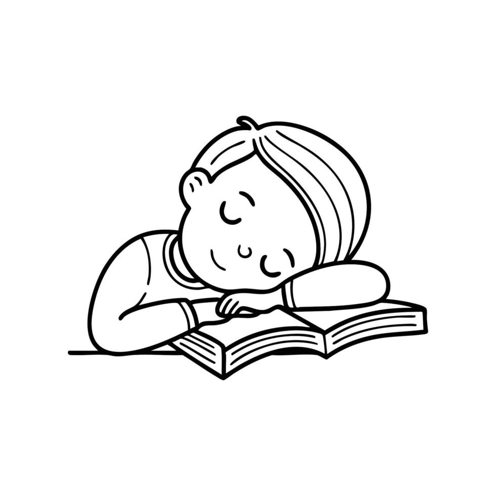 Boy nap during the afternoon with a book resting on the chest vector