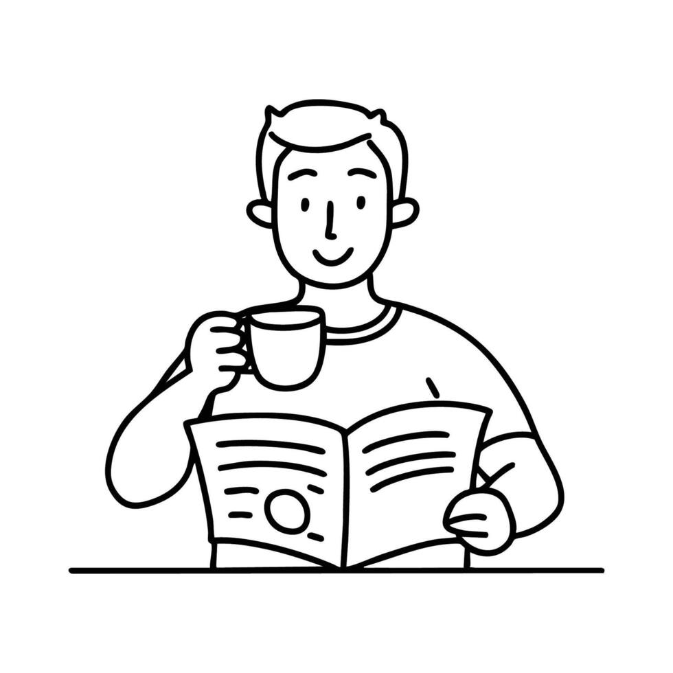 A person reading the morning news while sipping coffee vector