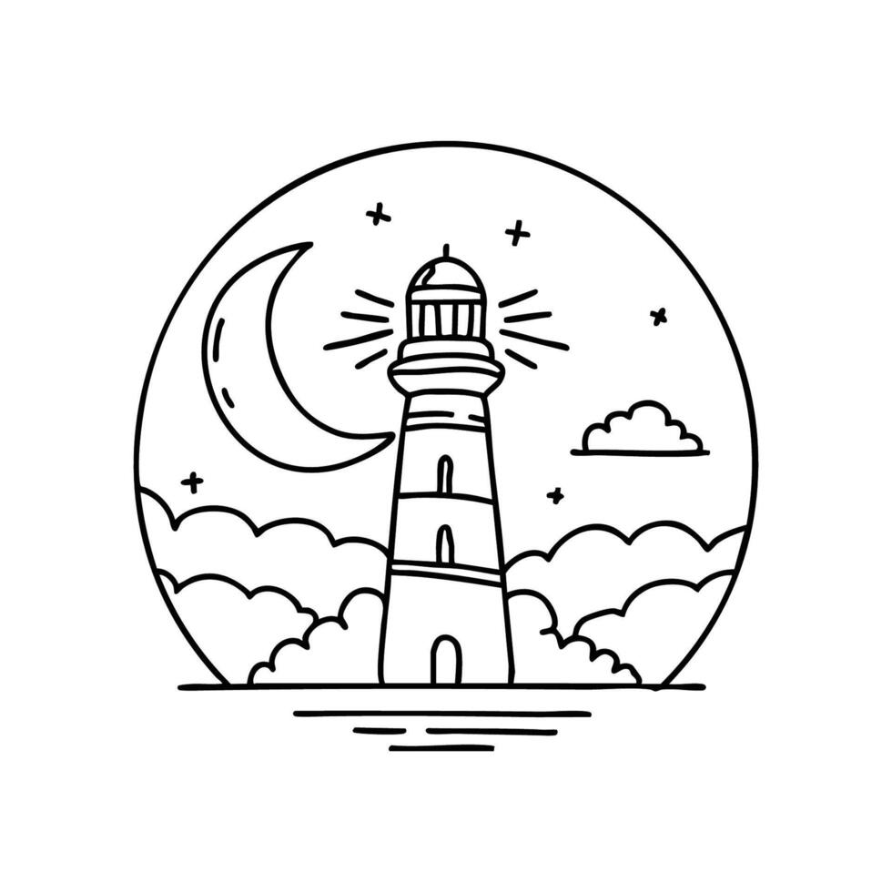 A lighthouse beam cutting through the thick fog of the night vector