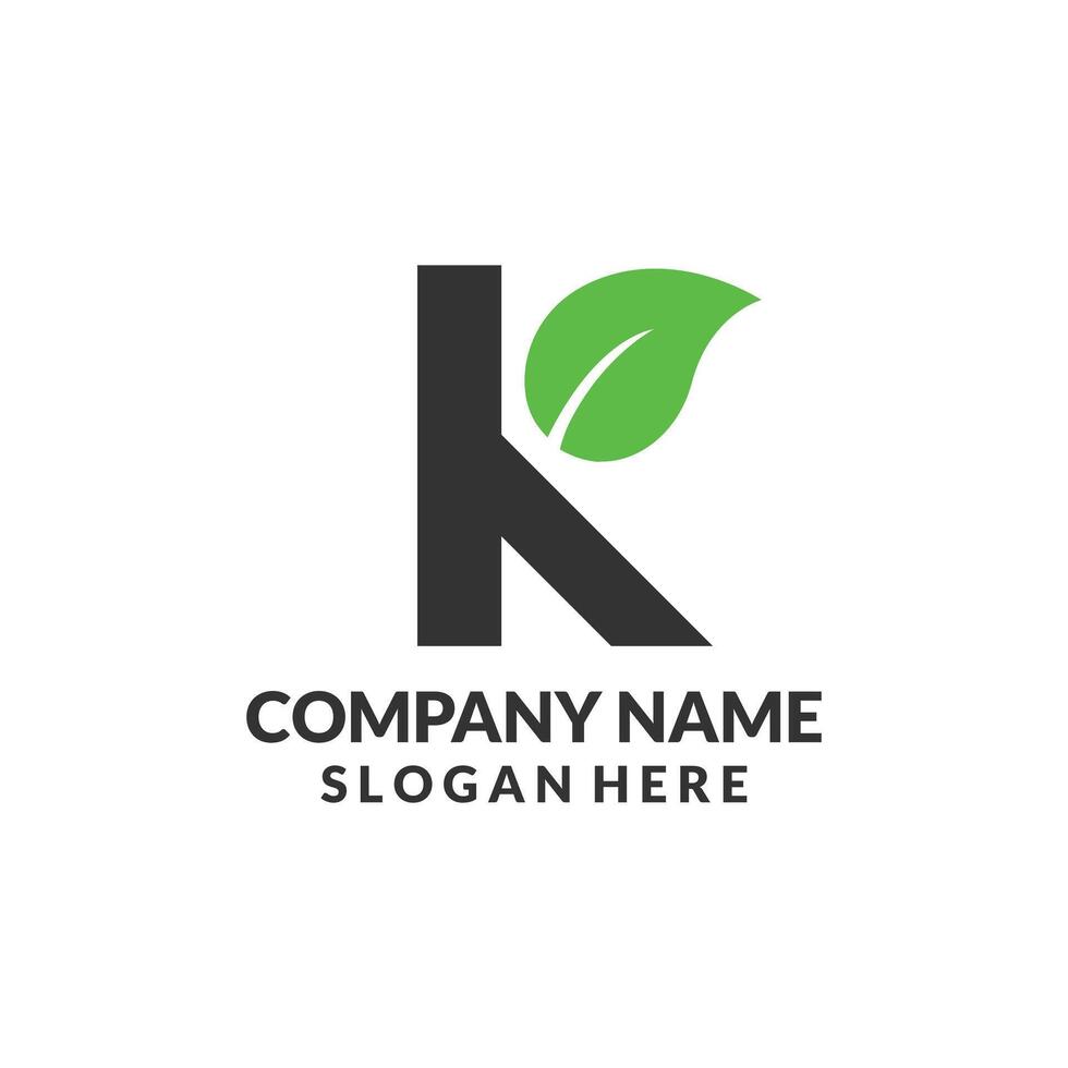 K leaf letter logo design template vector