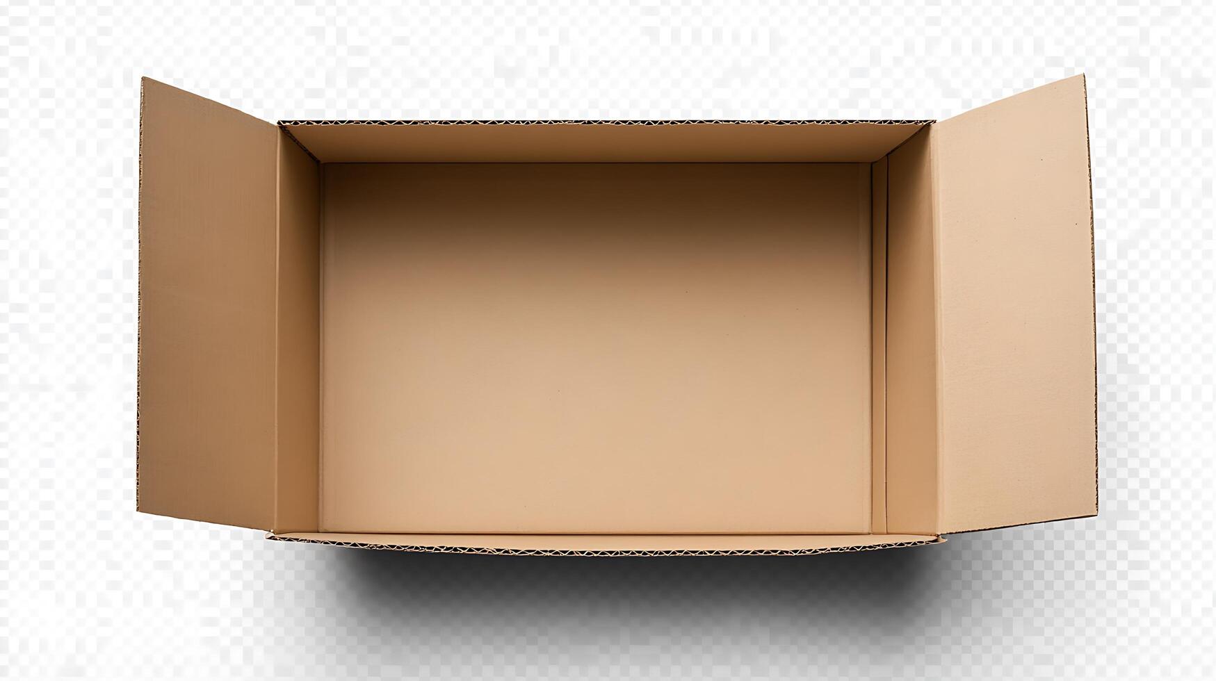 An open cardboard box on a white background photo