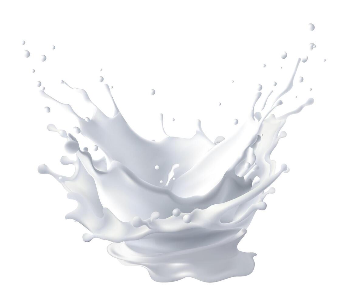 milky splash, realistic liquid white splash on isolated background, Milk jet vector