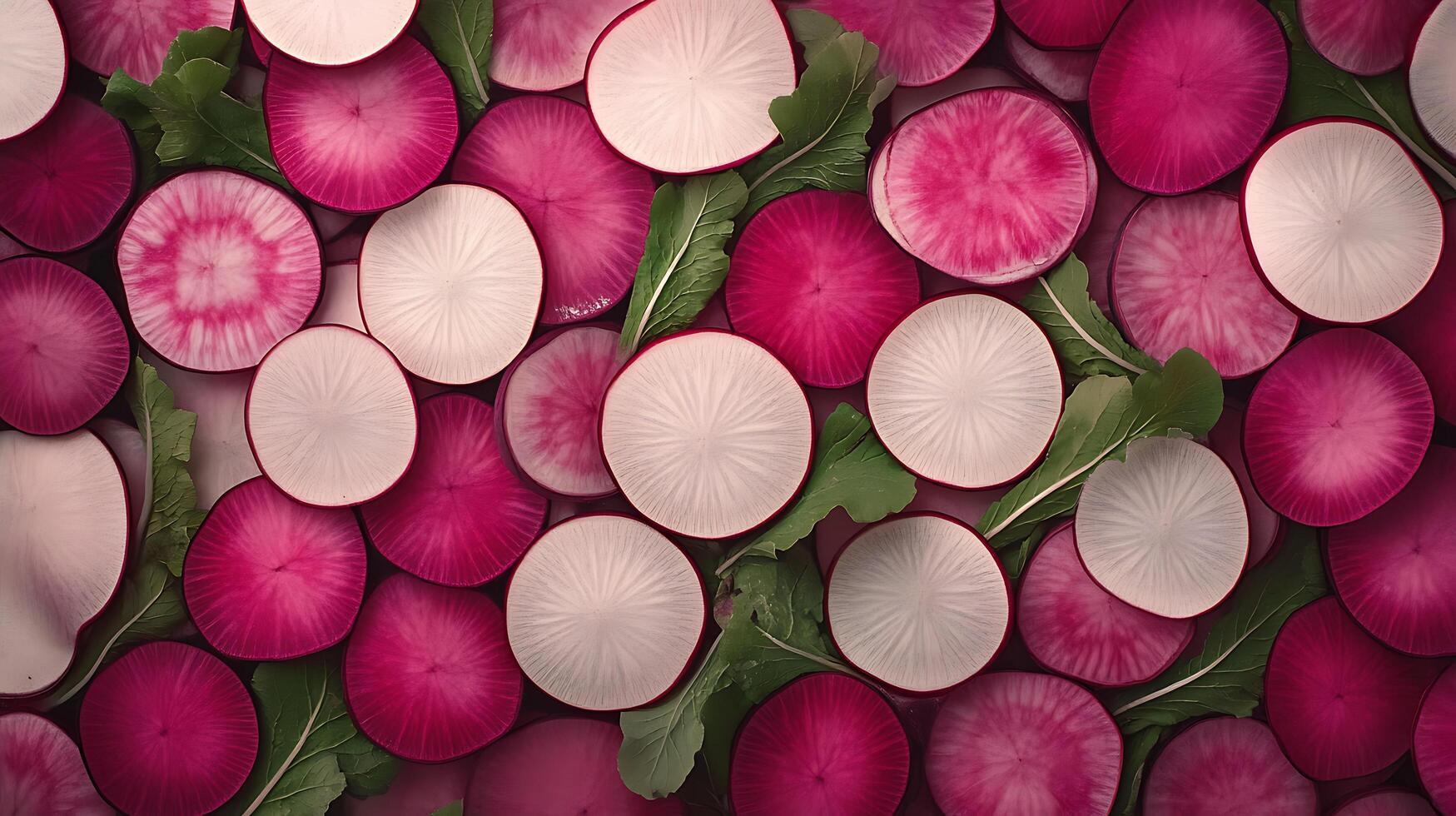Radishes are arranged in a pattern on a table photo