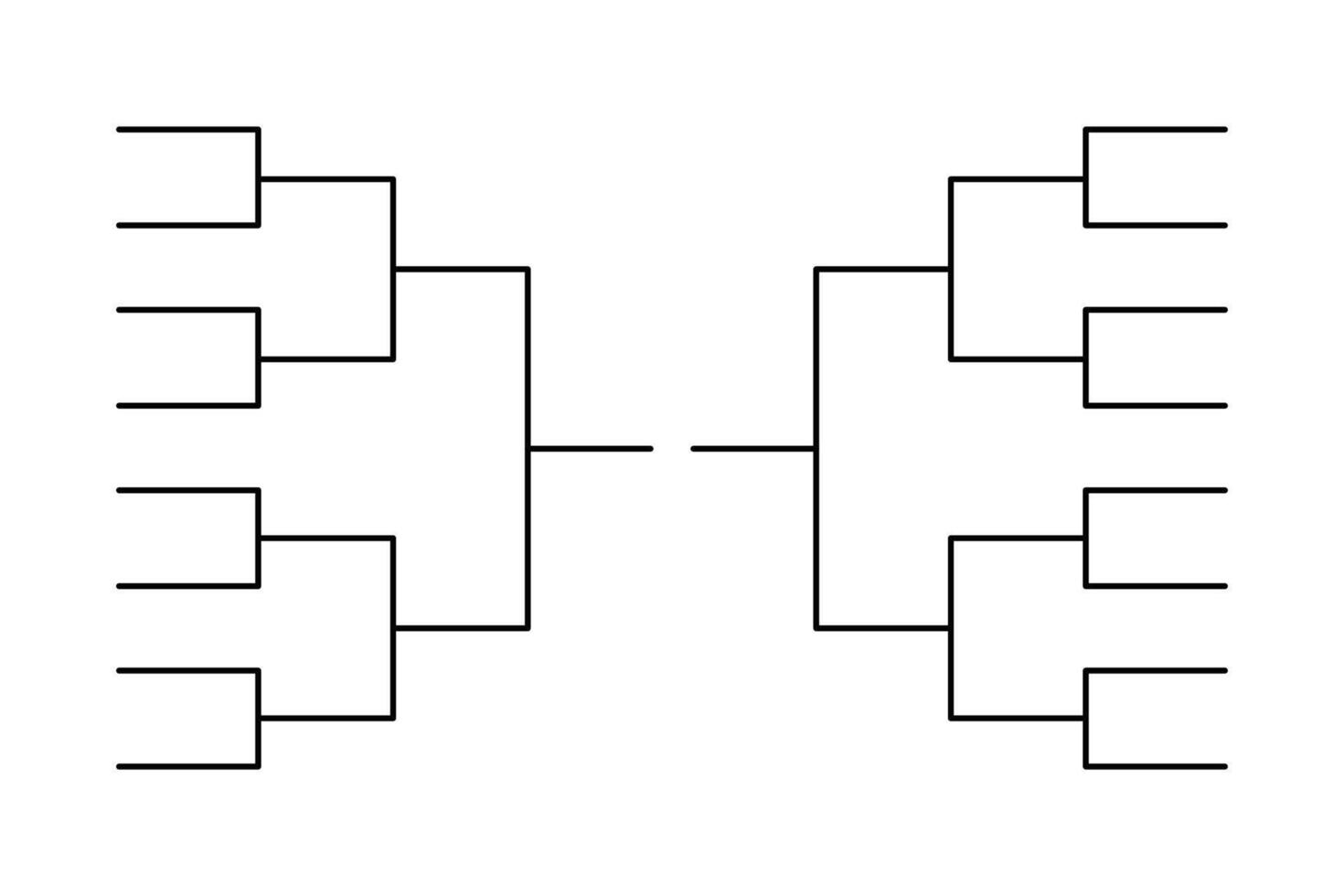 Simple black tournament bracket template for 16 teams isolated vector