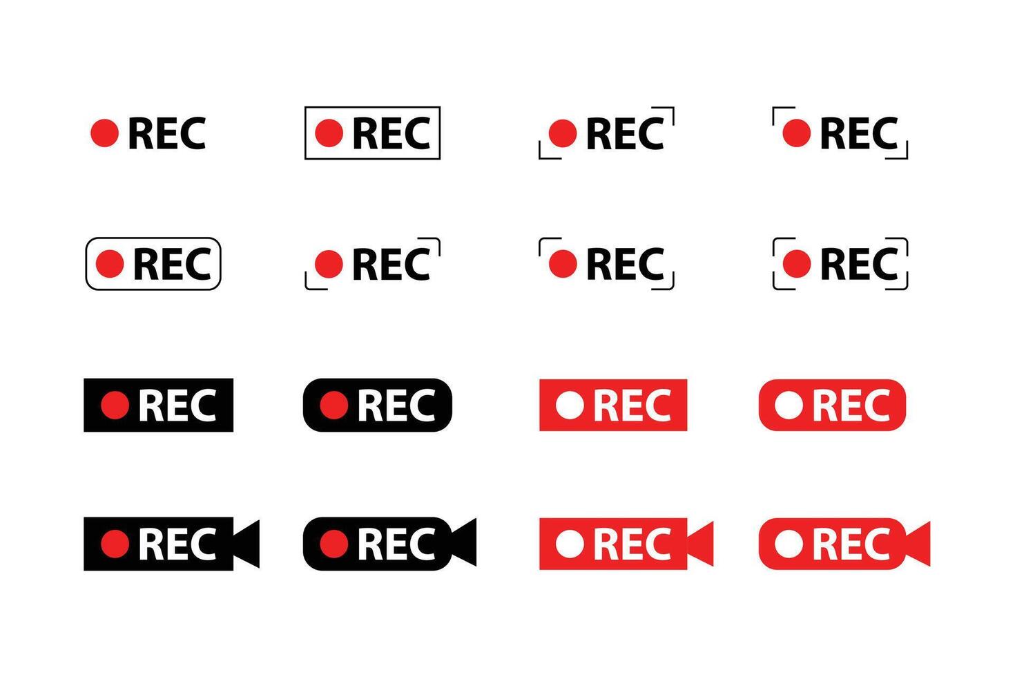 Rec. Set recording sign. Currently recording vector