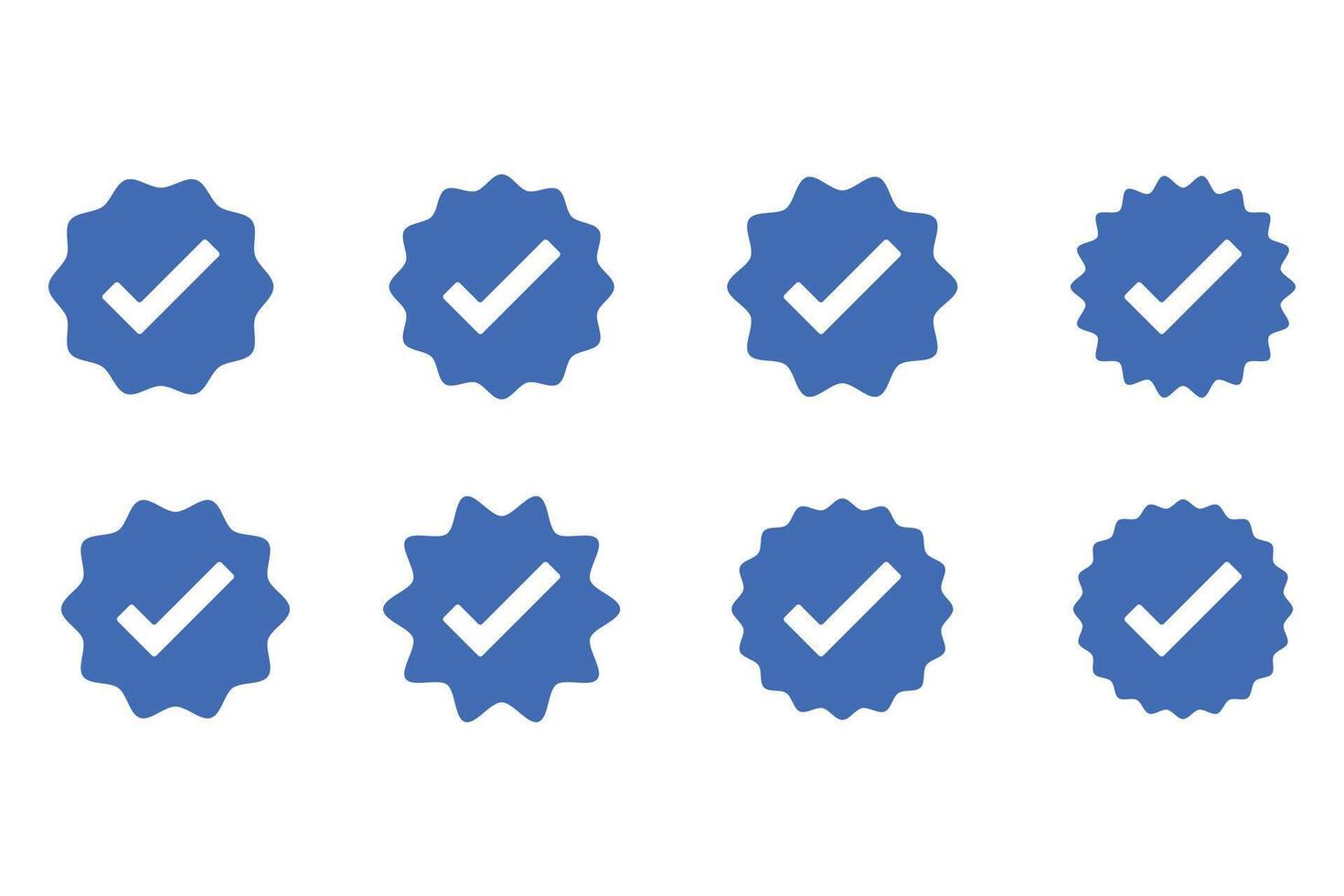 Verified badges. Verified badge icons. Verification symbol set. Social media account verification icons. Blue check mark icon. Profile verified badge. vector