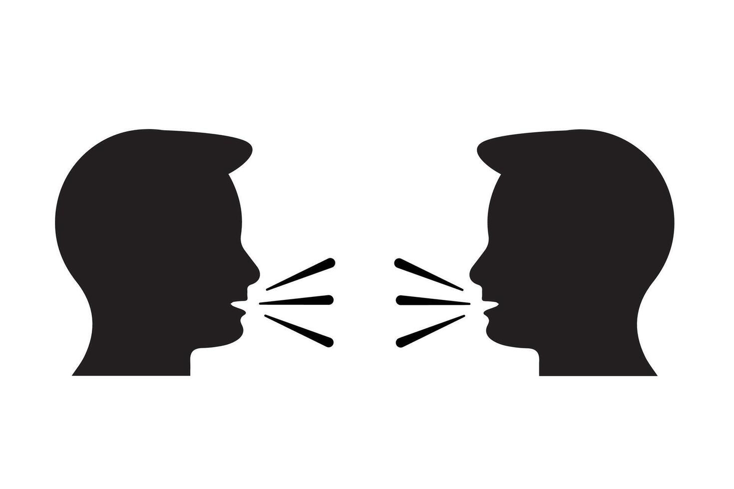 two man talking. Talk Silhouette Icon. People Face Head in Profile Speak Pictogram. Person Conversation Speech Icon. vector