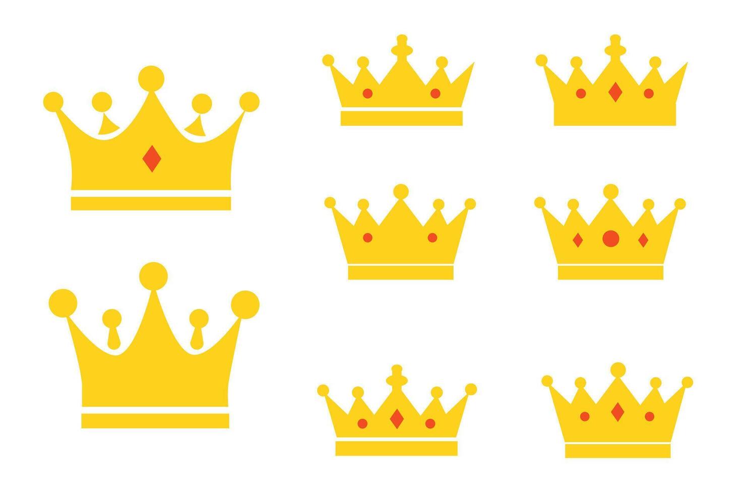 Crowns set isolated on white background. vector