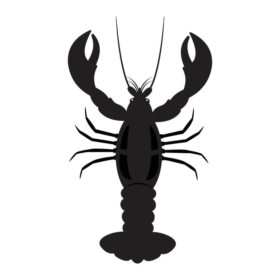 Lobster Silhouette Icon on White Background. vector