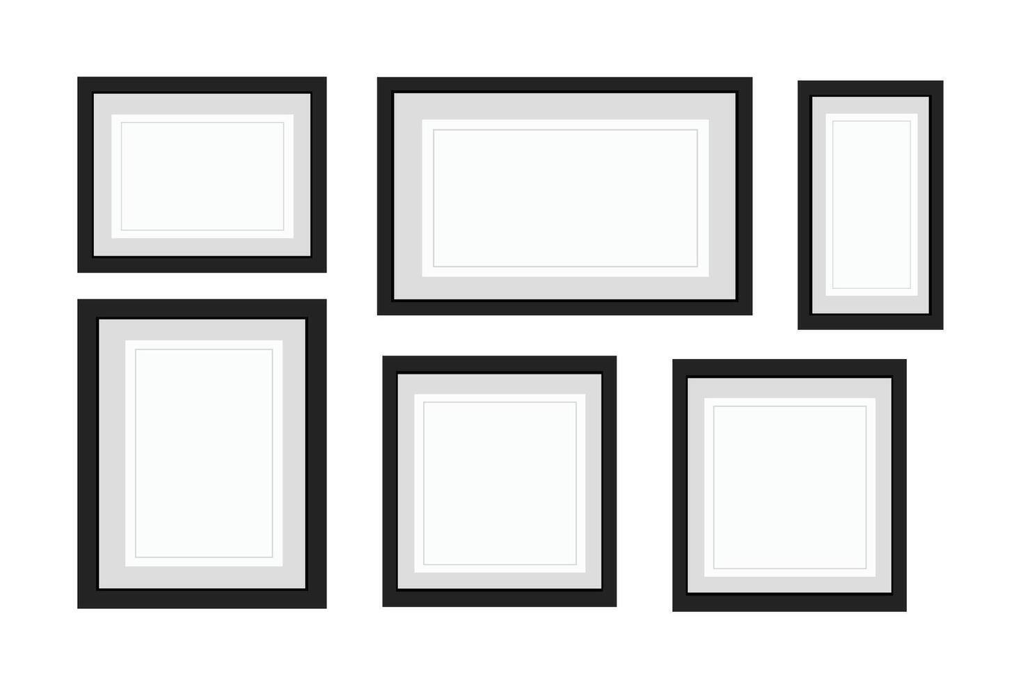 Collection realistic picture frame isolated on white background. For your text here. vector