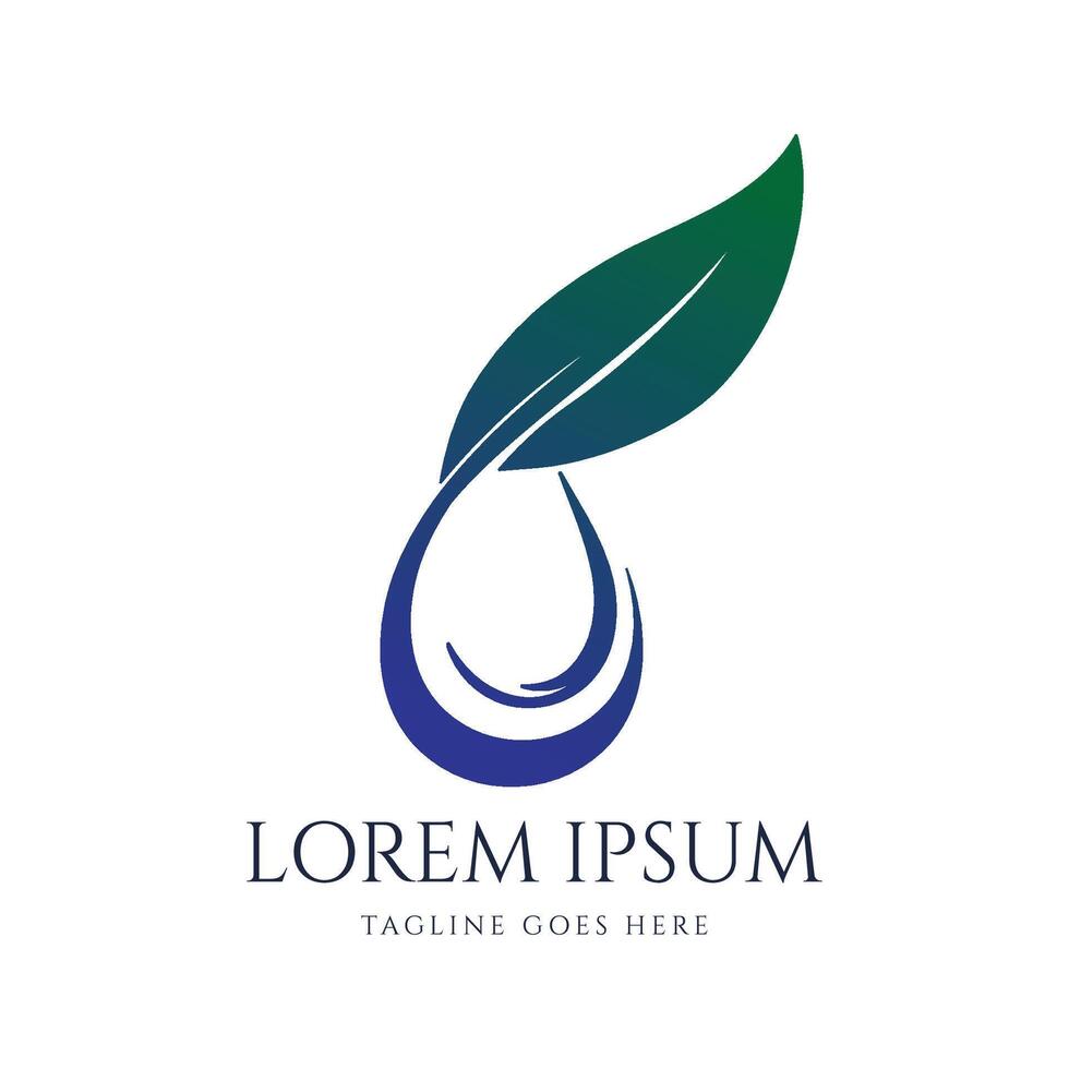 Simple Minimalist Green Leaf and Water Oil Drop for Pure Nature Herbal Extract Logo vector