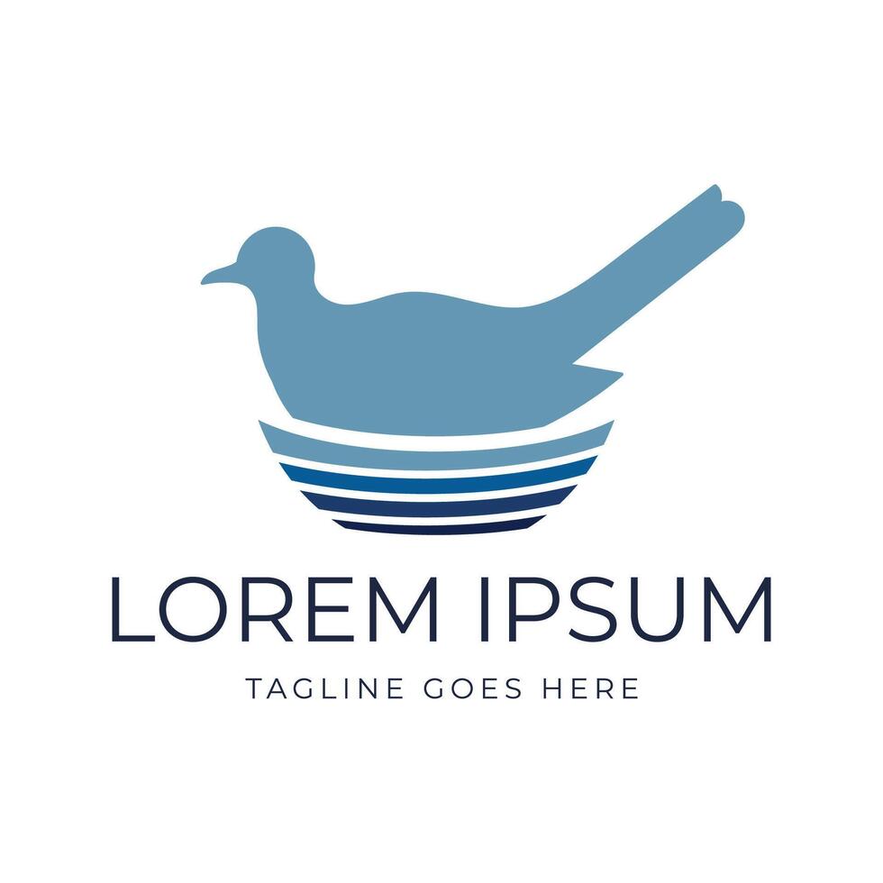 Canary Robin Dove Pigeon Bird Nest Brooding Silhouette Logo Design vector