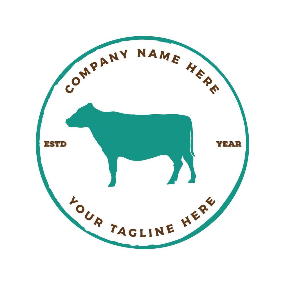 Rustic Black Angus Cow Cattle Farm Livestock for Beef Emblem Label vector