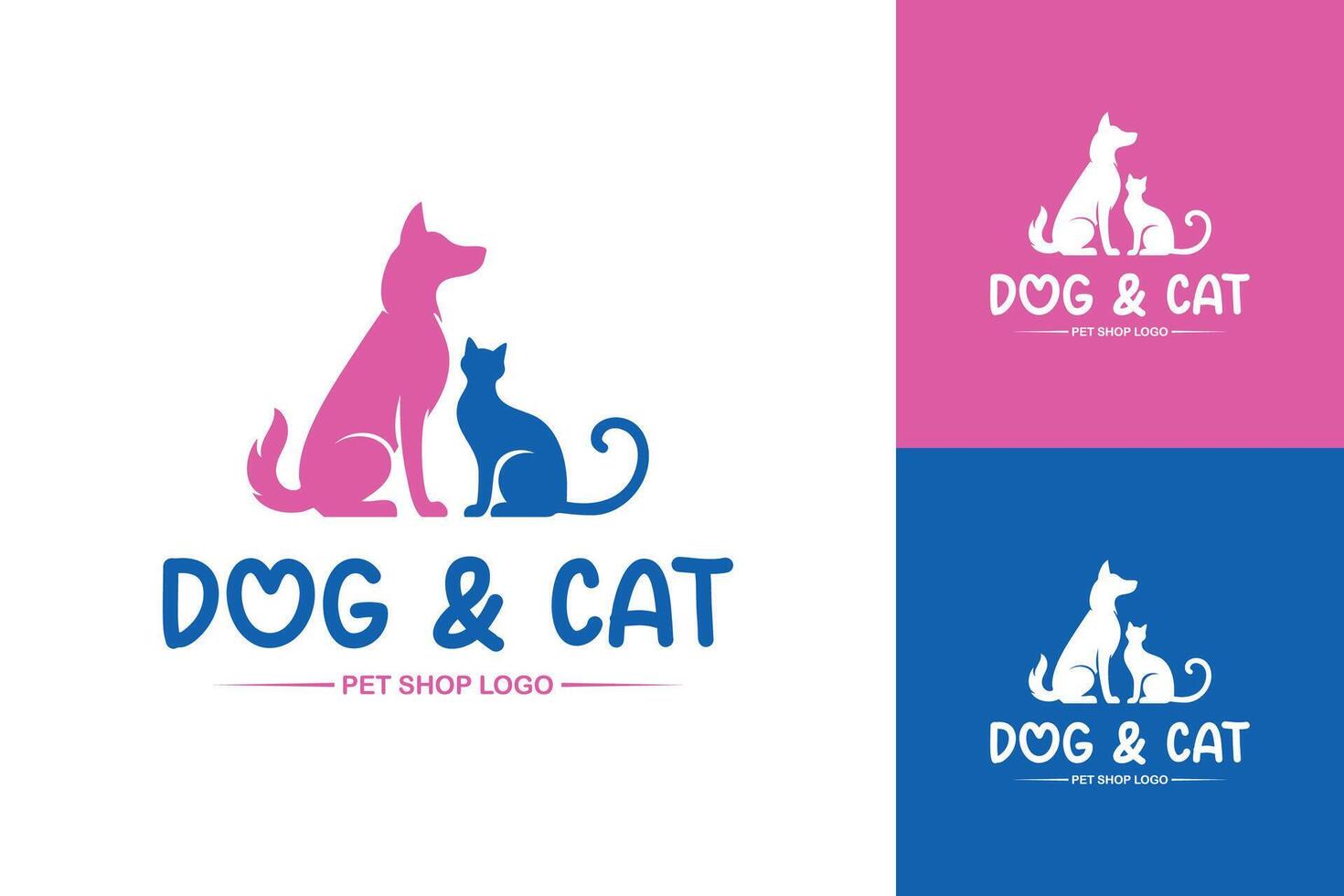 Dog and cat pet care logo design identity symbol vector