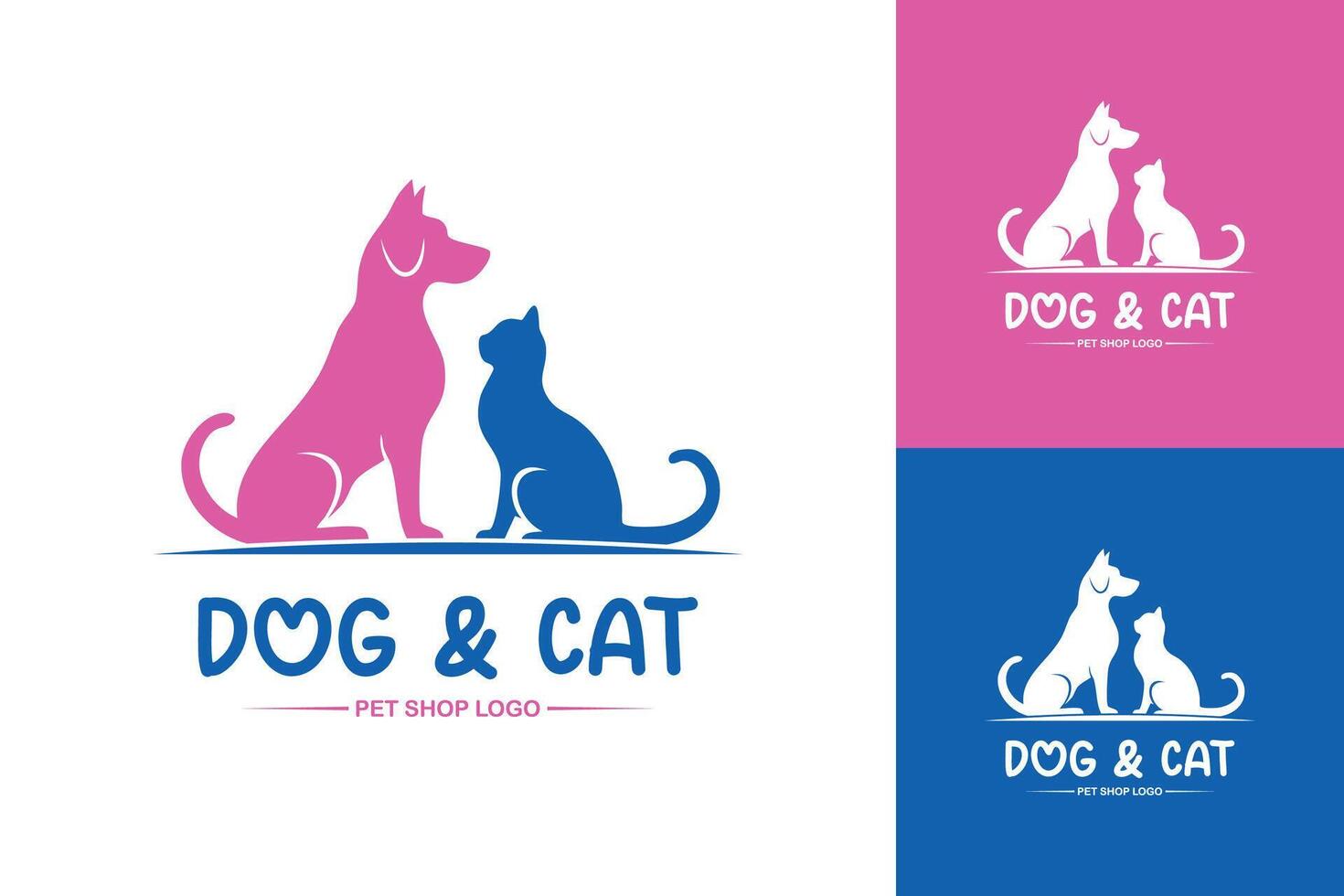 Pet care logo with dog and cat design minimalist vector