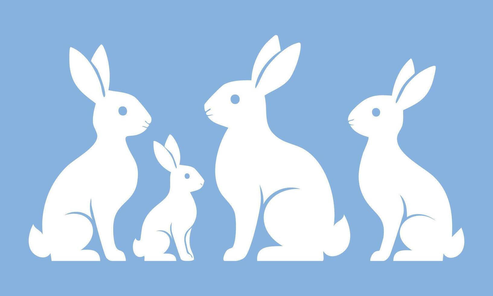Flat easter bunny silhouette collection isolated vector