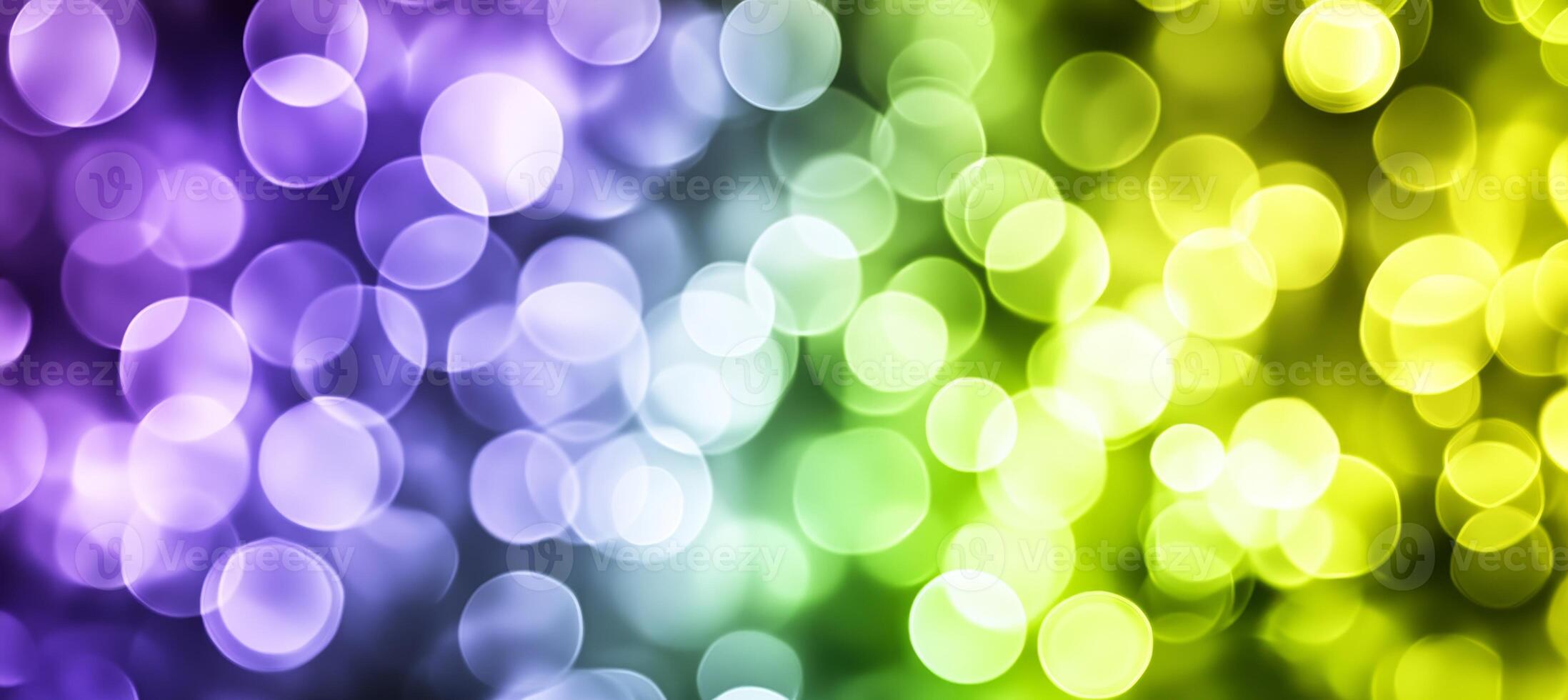 Abstract Background Of Purple, Green And Yellow Defocused Glittering Lights, Blurred Bokeh photo