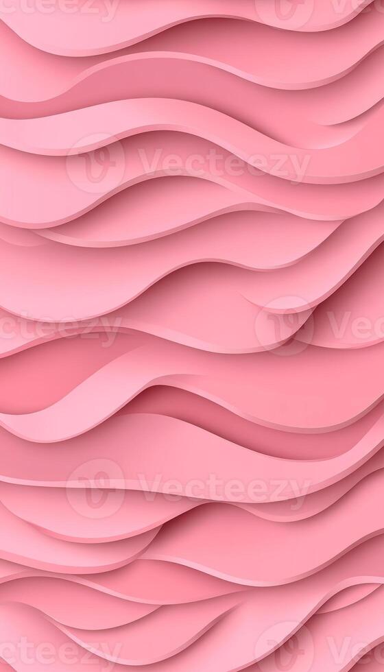 Abstract Pastel Pink Wave Pattern, 3D Rendered. Background With Smooth Flowing Lines. Modern Design photo