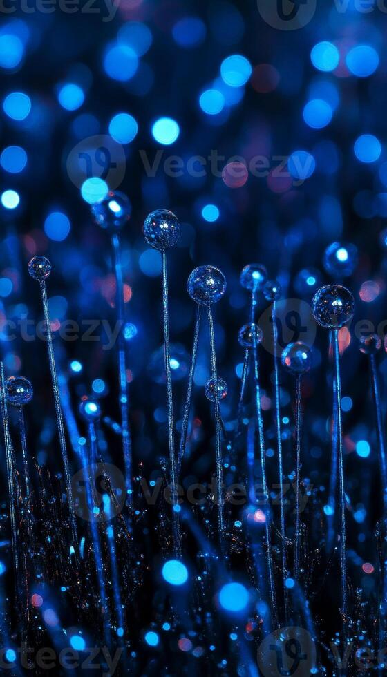 Abstract Background With Many Glowing Round Particles In Blue Colors, 3D Rendering Or Illustration photo