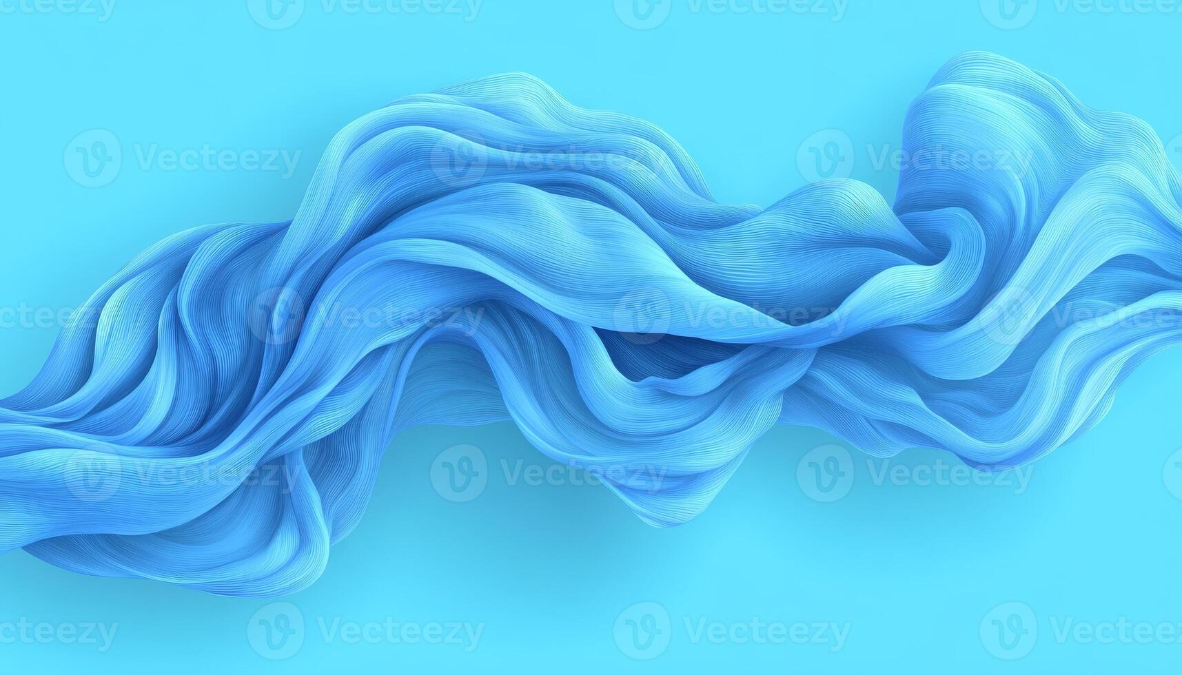 Flowing Abstract Blue Wave, Satin Silk Fabric, 3D Rendered Design Element, Dynamic Curvy Shape, photo