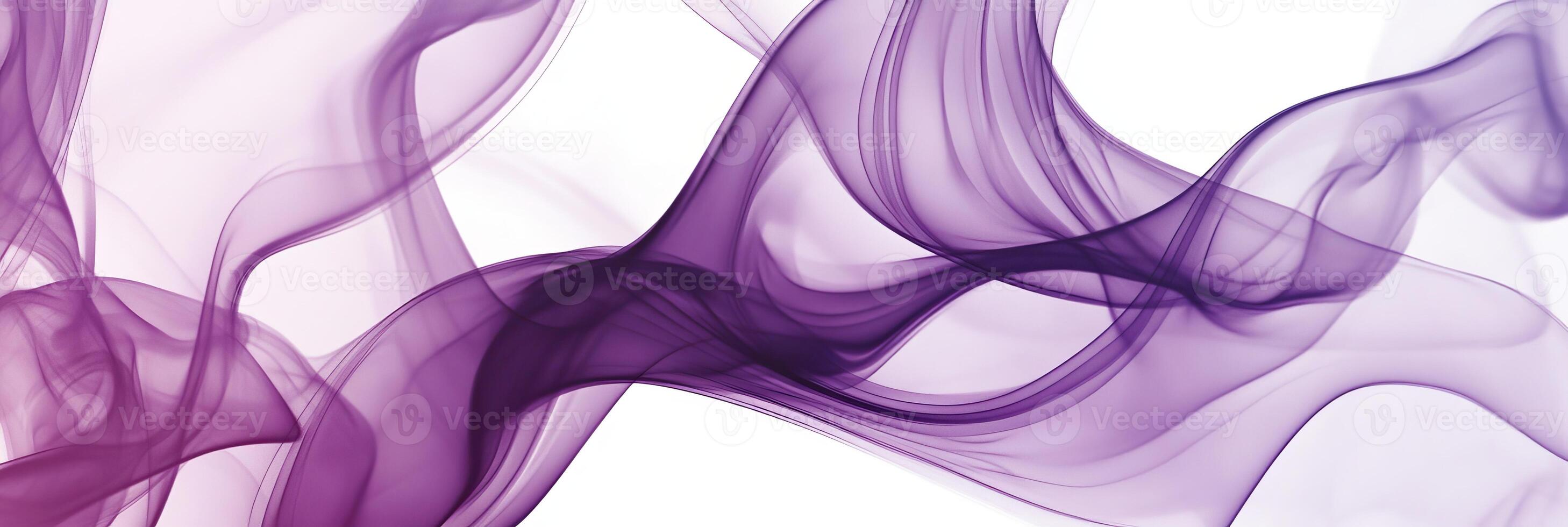 Purple Abstract Flowing Smoke Effect on White Background, With Smooth Curves, Detailed Illustration photo