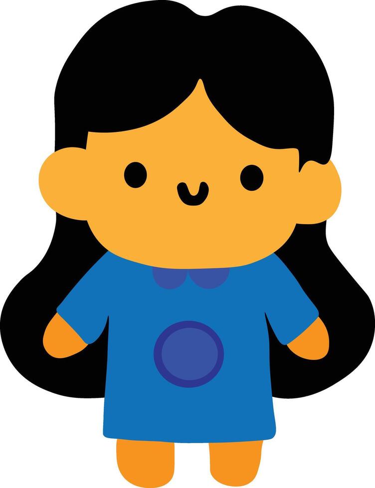 A cartoon girl in a blue dress vector