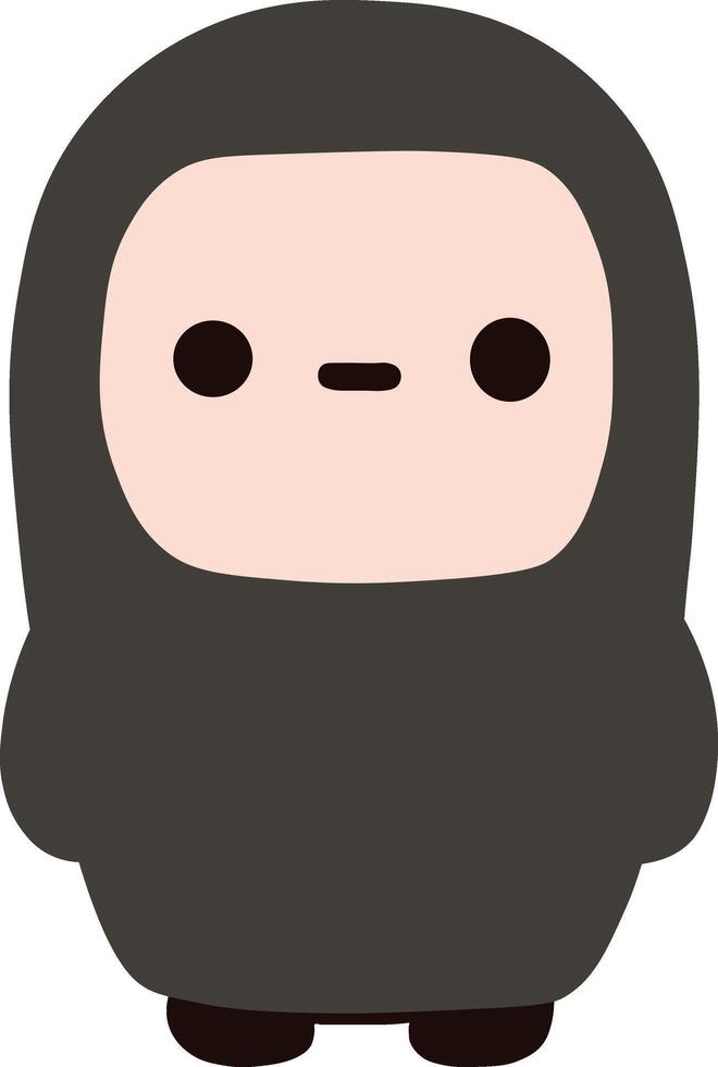 A cartoon character with a black hood vector