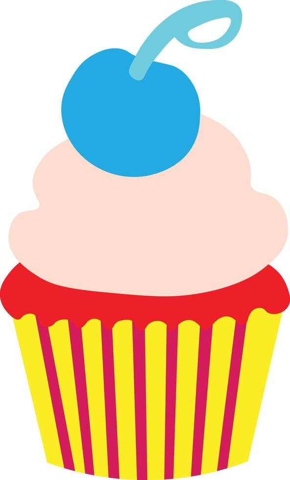 A cupcake with a cherry on top vector