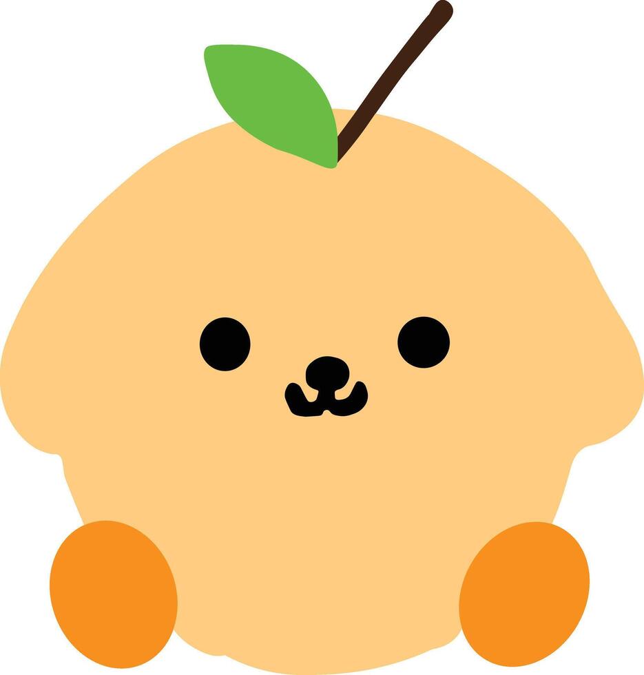 An apple with a face and a leaf on it vector