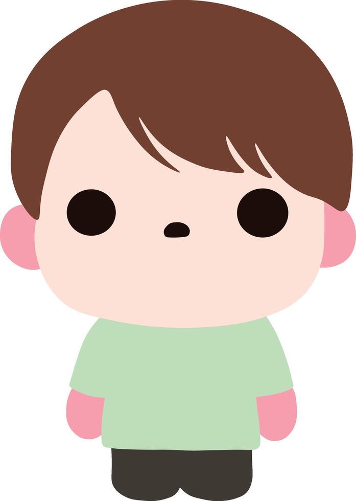 A cartoon boy with brown hair and green shirt vector