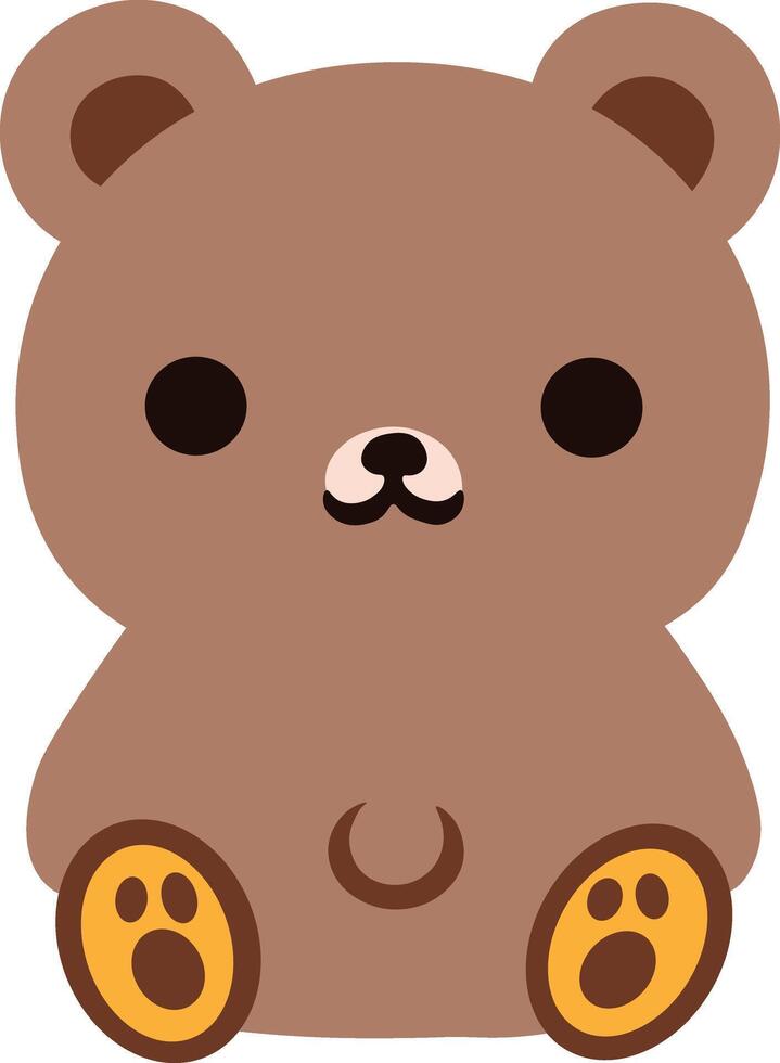 A brown teddy bear with yellow paws vector