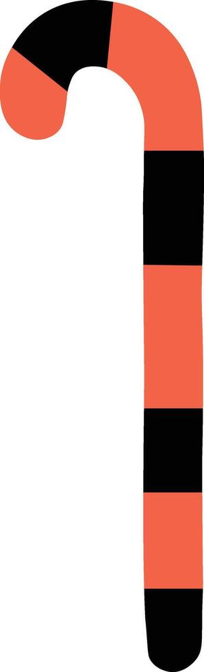 A candy cane with a black and orange striped design old father stick art illustration vector