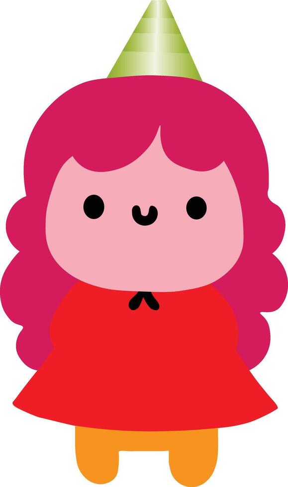 A cartoon girl wearing a party hat vector