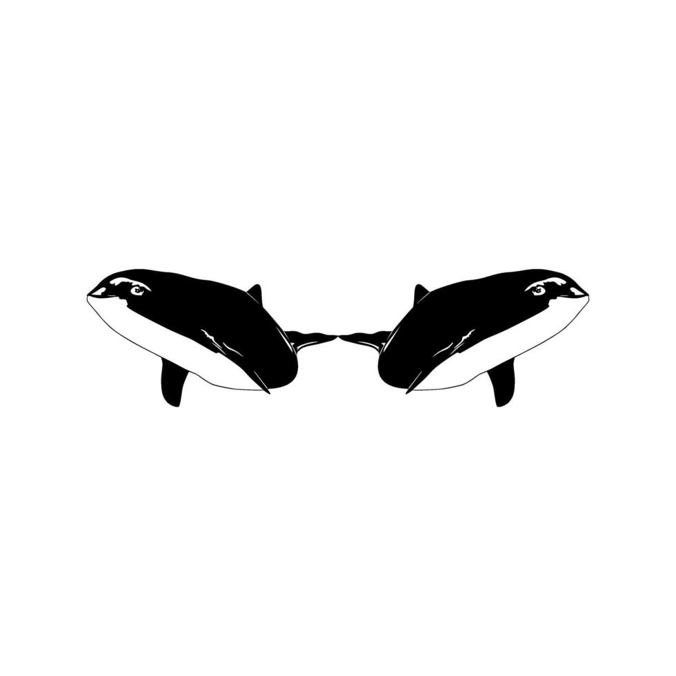 Pair Whale Silhouette, Flat Style, can use for Logo, Apps, Pictogram, Ecology Poster, or Graphic Design Element. vector