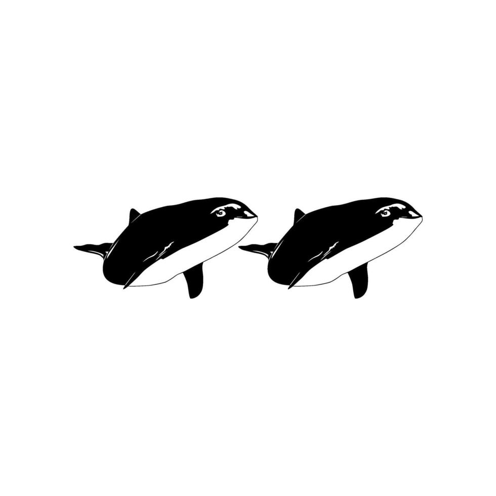 Pair Whale Silhouette, Flat Style, can use for Logo, Apps, Pictogram, Ecology Poster, or Graphic Design Element. Editable vector