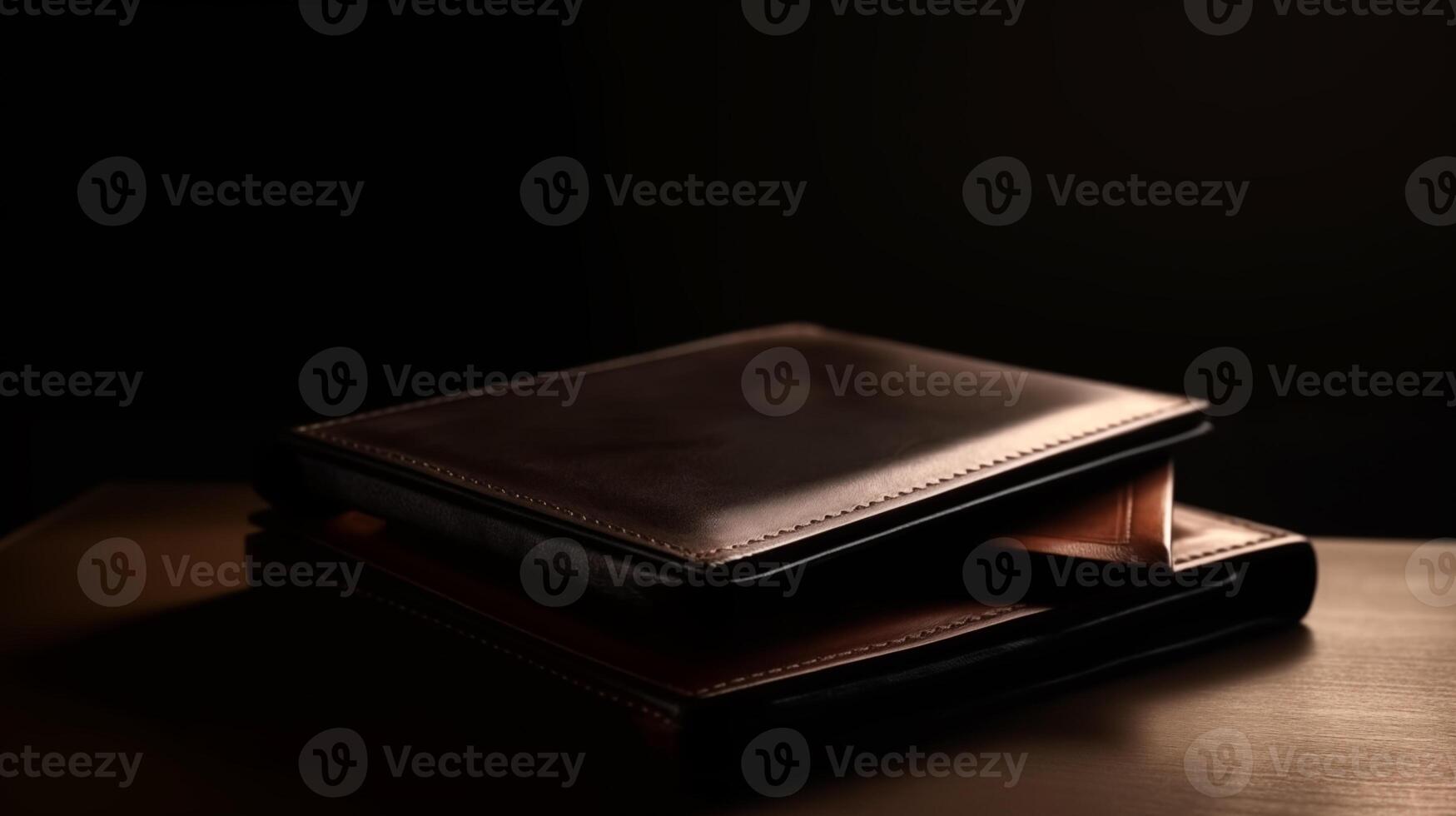 Two leather wallets stacked on top of each other photo
