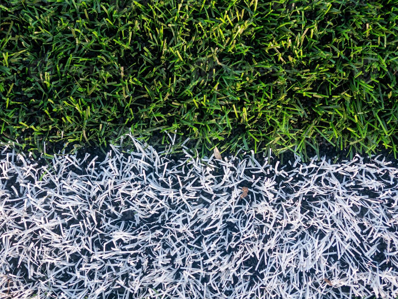A white and green field with a white line down the middle photo