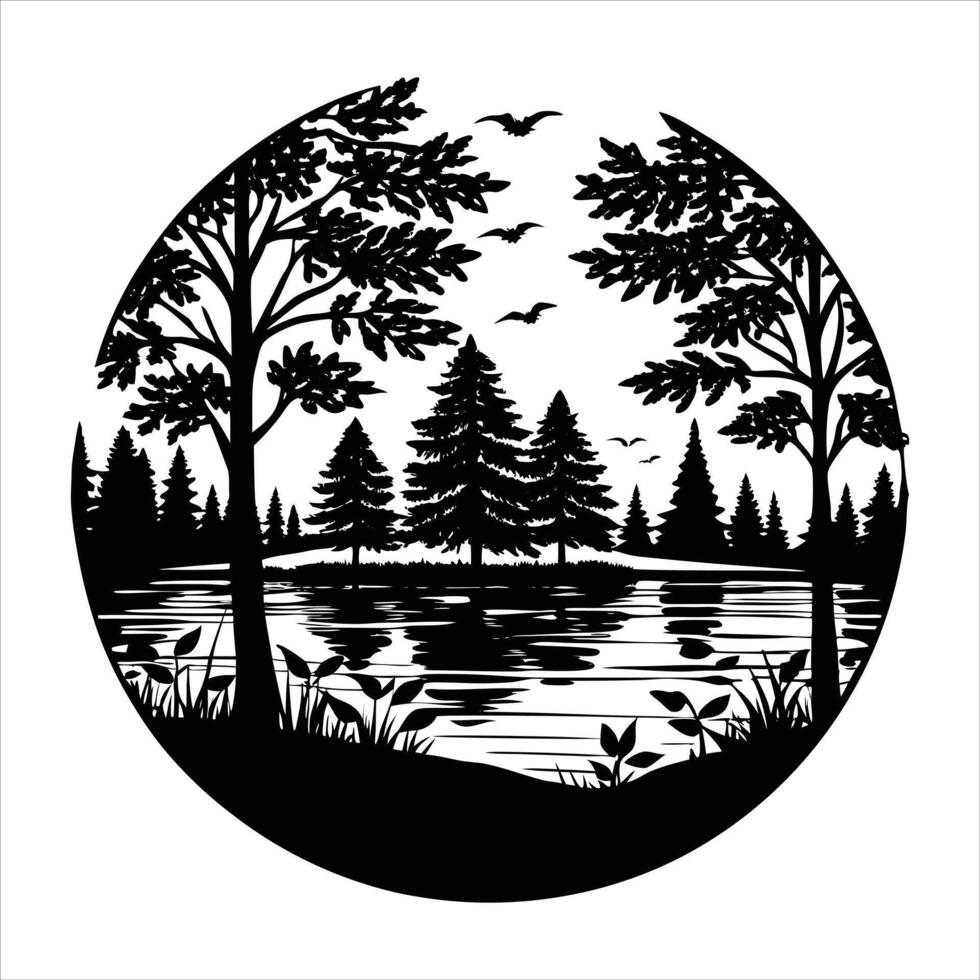 Forest Black and White vector