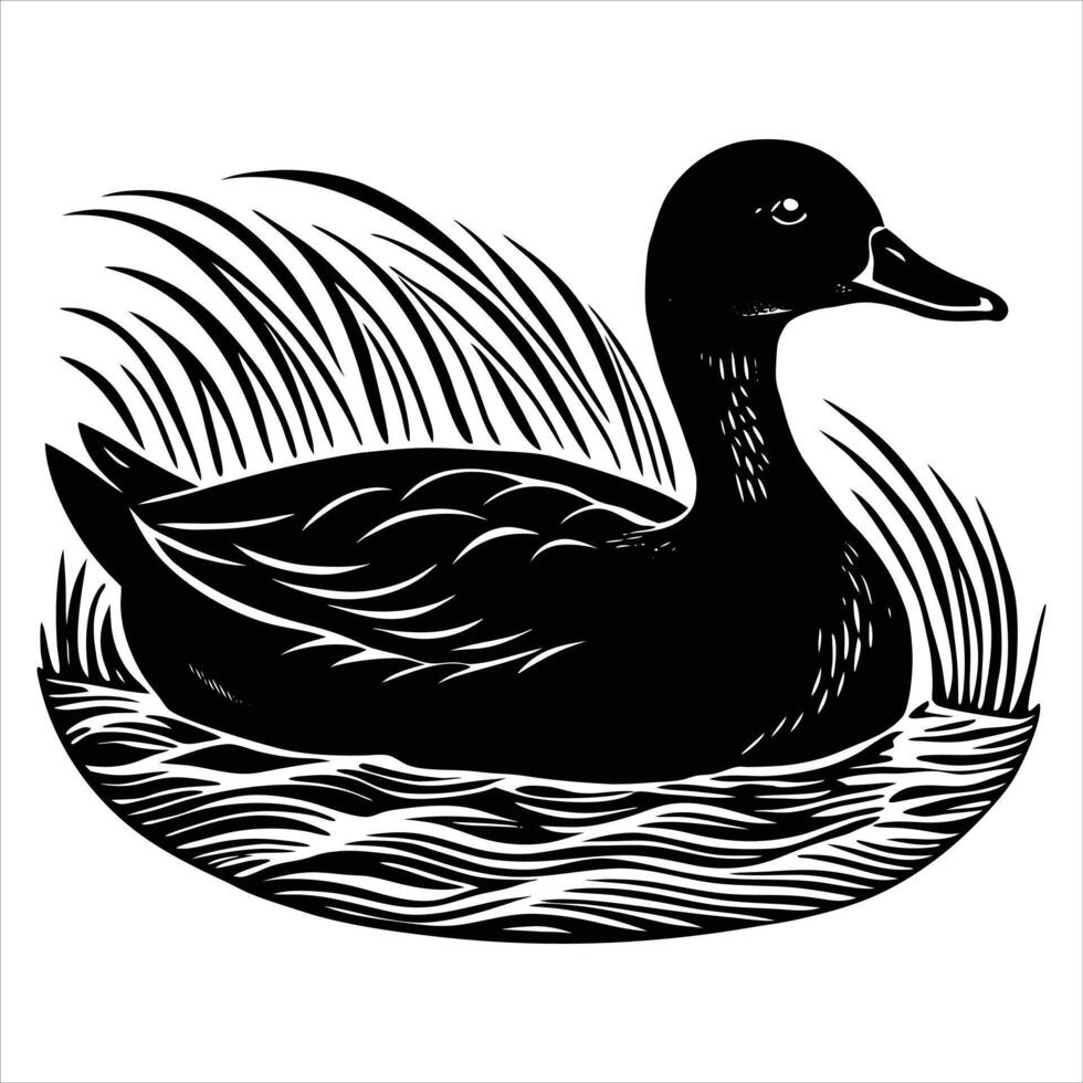 Silhouette of a duck swimming vector