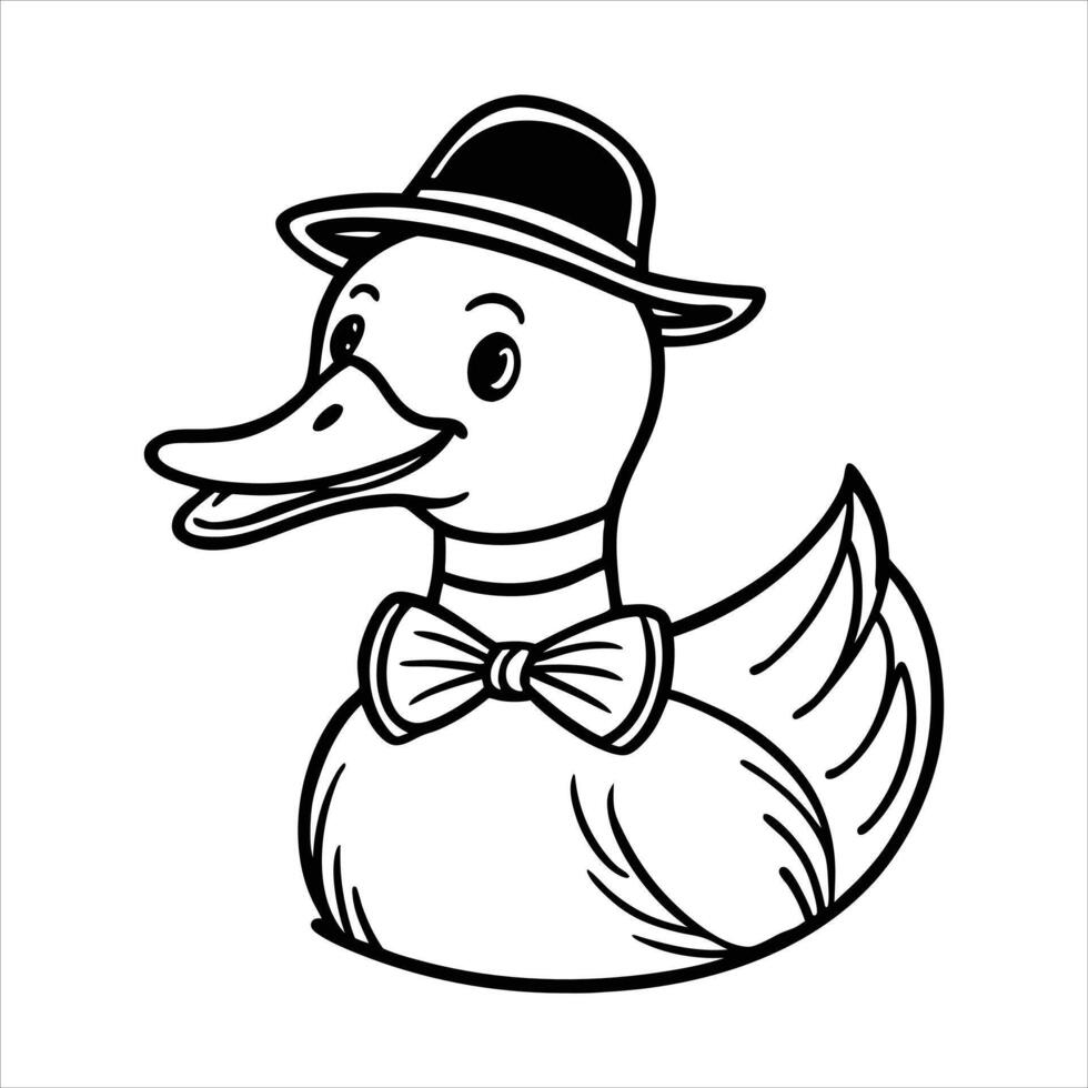 Duck wearing a top hat and bow vector